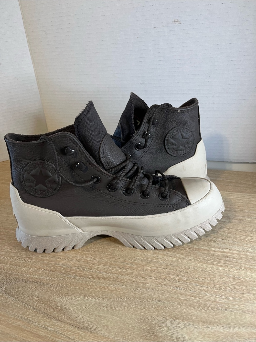 Converse Black High-Top Leather Sneakers with White Lug Sole